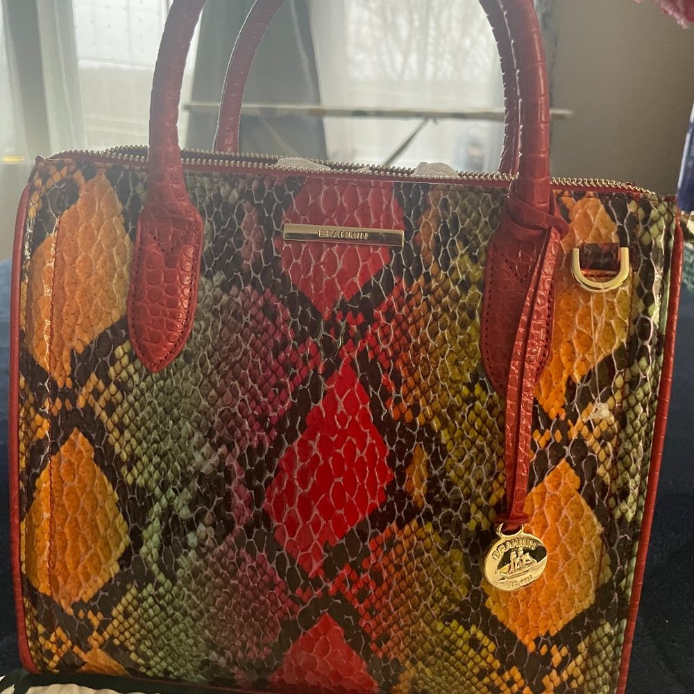 Brahmin Small Caroline Red Dragon Experium Genuine Leather